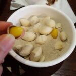 פירות גינקו בילובה אפויים ומוגשים במלח במסעדה סין